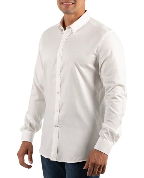 Camisa casual Oscar de la Renta slim fit blanca sólida para hombre