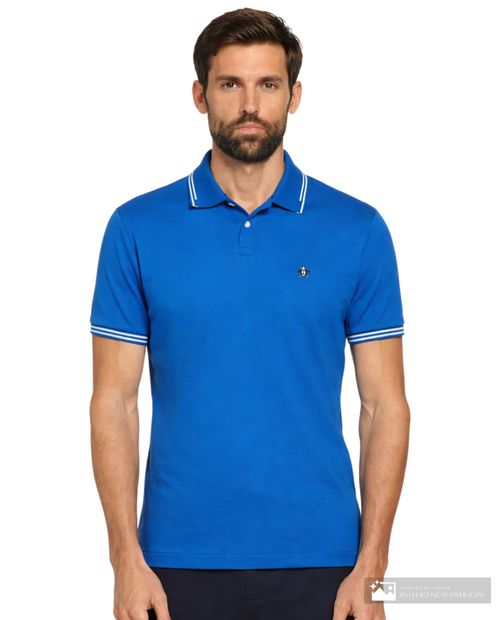 Camisa polo Penguin slim fit azul sólida para hombre