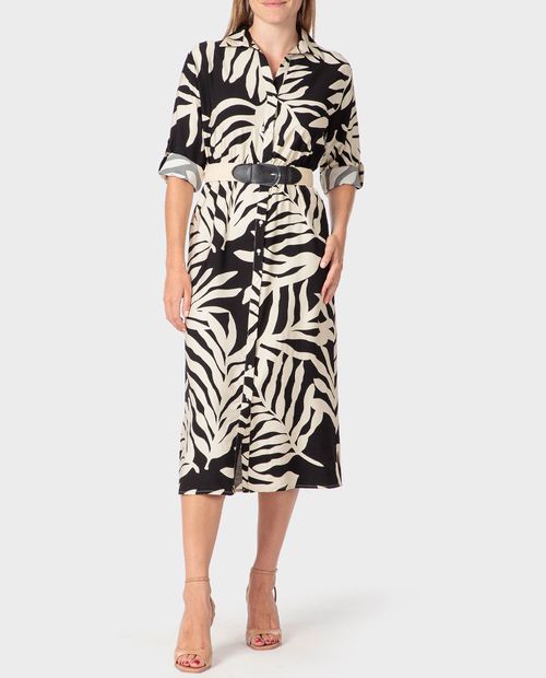 Vestido Punt Roma shirt dress estampado manga roll up para mujer