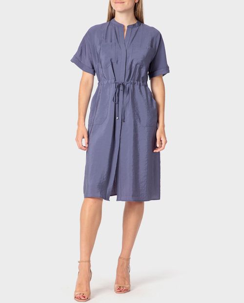 Vestido Punt Roma formal azul manga corta para mujer