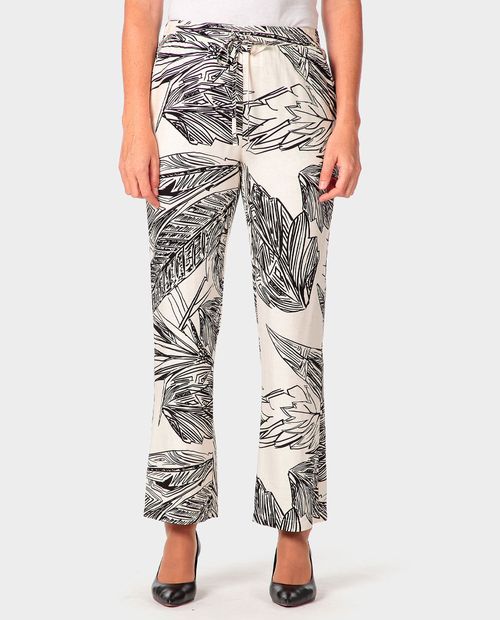 Pantalón Punt Roma pull on estampado de cintura alta para mujer