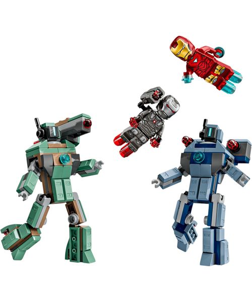 Lego Marvel Iron Man y Máquina de Guerra vs drones de Hammer
