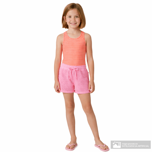 Salida de baño short rosa para niña