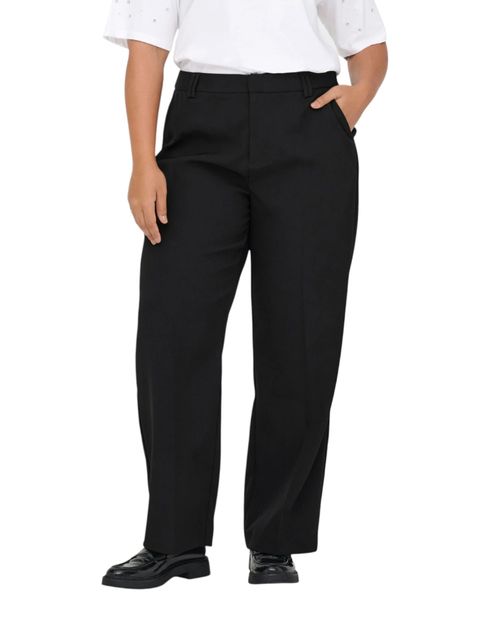 Pantalón Only Carmakoma clásico negro sólido cintura alta para mujer