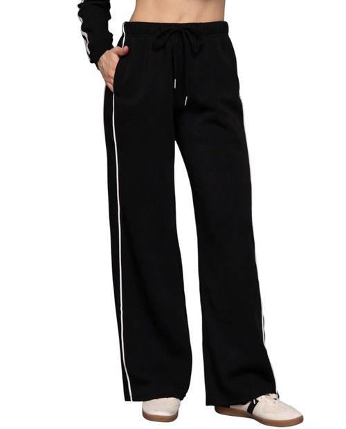 Pants Active Basic negro sólido cintura alta para mujer