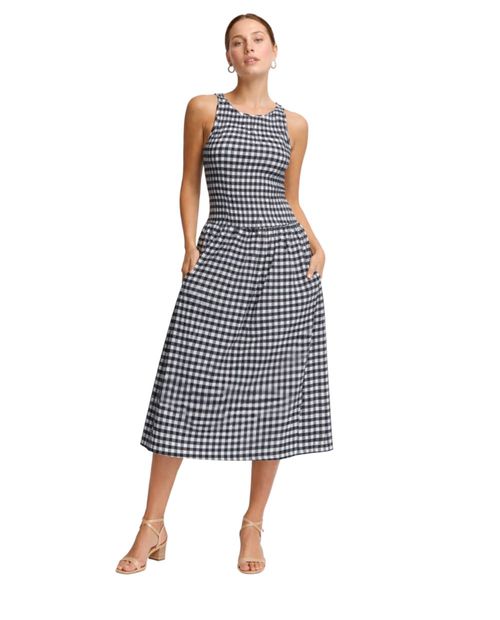 Vestido Love Tree midi cuadriculado sin mangas para mujer
