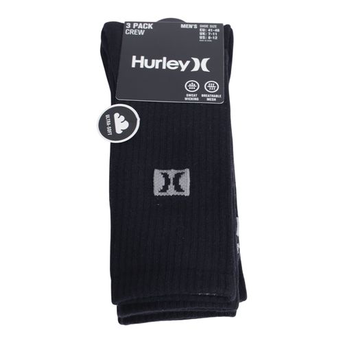 Pack de 3 pares de calcetines Hurley crew negros para hombre