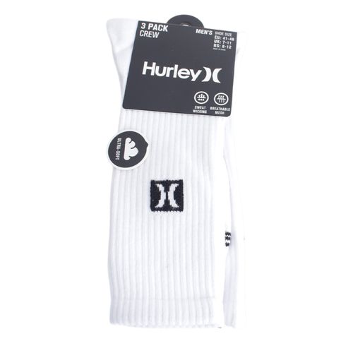 Pack de 3 pares de calcetines Hurley crew blancos para hombre