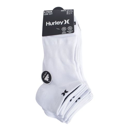 Pack de 6 pares de calcetines Hurley low cut blancos para hombre