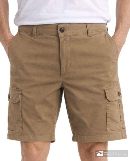 Short cargo Gents regular fit khaki sólido para hombre