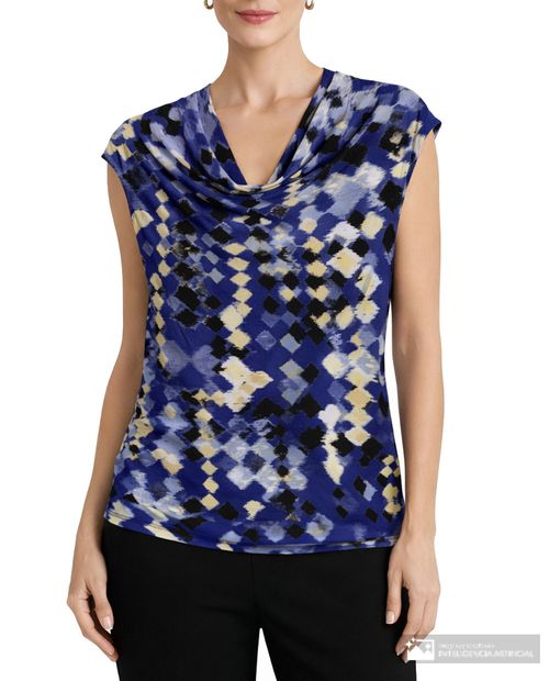 Blusa Kasper Separates formal estampada manga corta para mujer