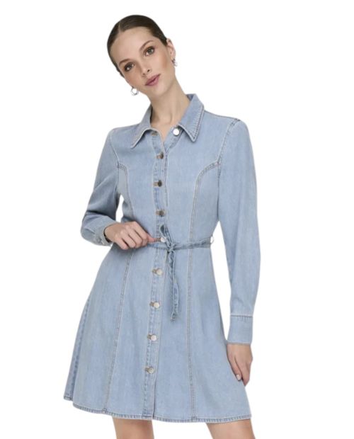 Vestido JDY shirt dress celeste demin manga larga para mujer