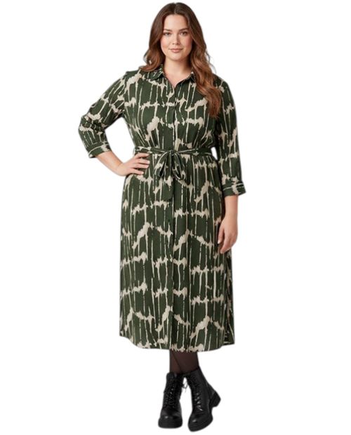 Vestido Only Carmakoma shirt dress estampado manga 3/4 para mujer
