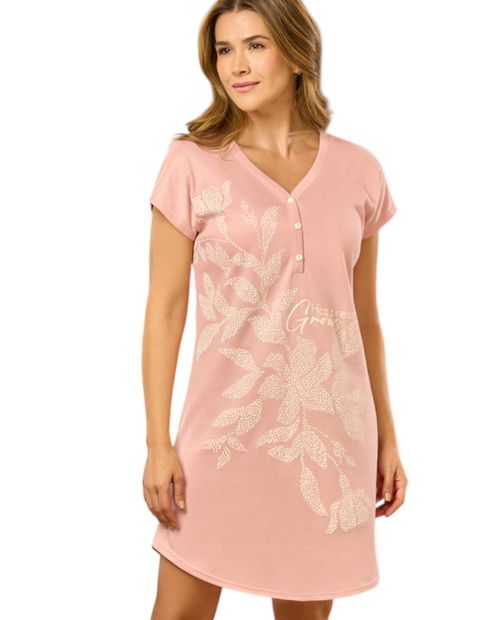 Camisón Parisien rosado estampado manga corta para mujer