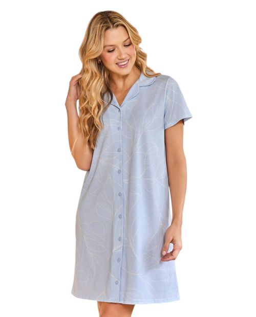 Bata Parisien azul estampada manga corta para mujer