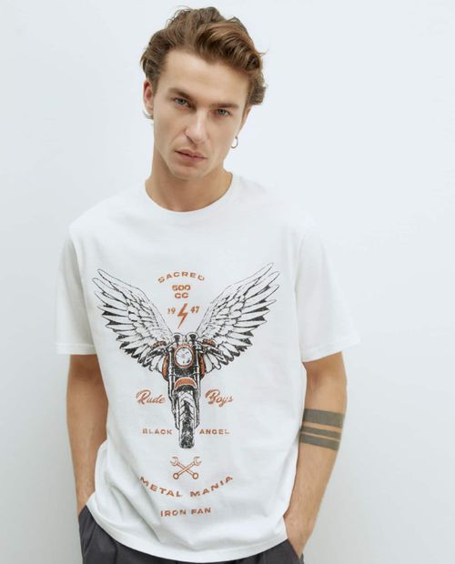 Camiseta Sfera regular fit blanca estampada para hombre