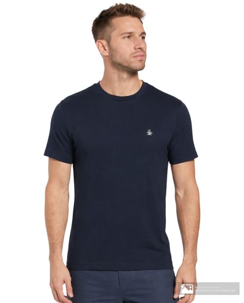 Camiseta Penguin slim fit azul navy sólida para hombre