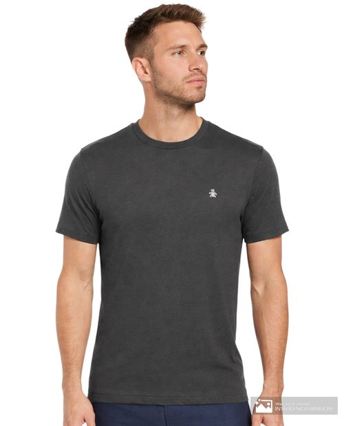 Camiseta Penguin slim fit negra heather para hombre