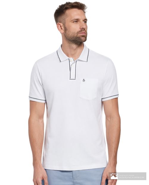 Camisa polo Penguin slim fit blanca sólida para hombre