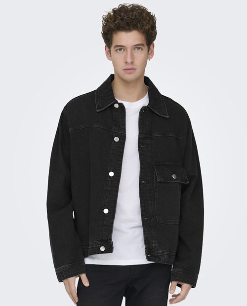 Chaqueta Only and Sons negra denim para hombre