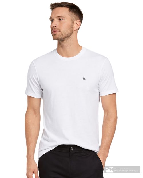 Camiseta Penguin slim fit blanca sólida para hombre