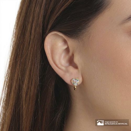 Argollas de corazón de plata en baño de oro para mujer