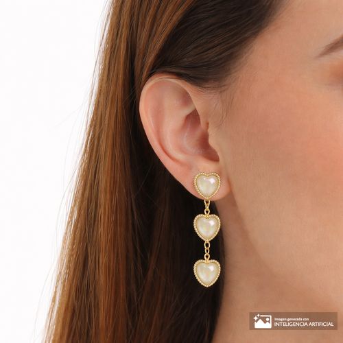 Aretes largos de plata en baño de oro para mujer