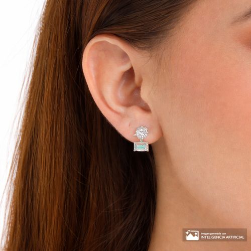 Aretes cortos con zirconia de plata para mujer