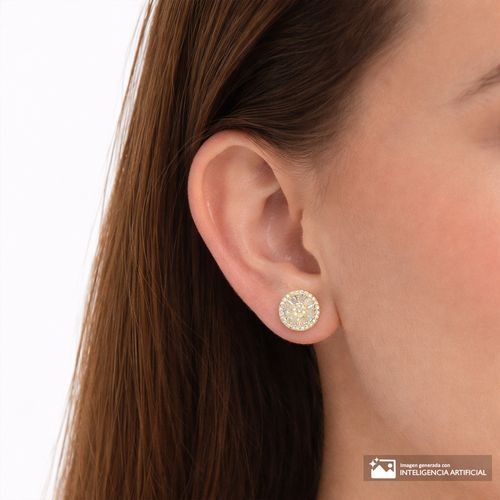 Aretes con zirconia de plata en baño de oro para mujer