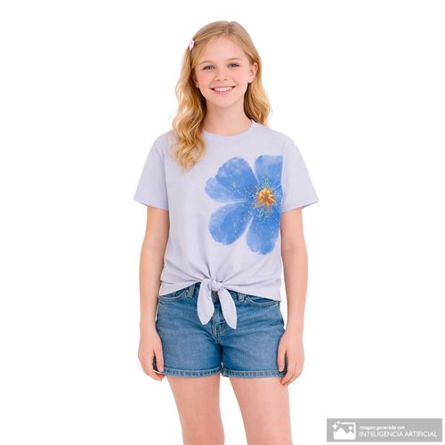 Camiseta blanca con estampado floral para niña