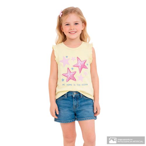 Camiseta amarilla con estampado estrella de mar para niña