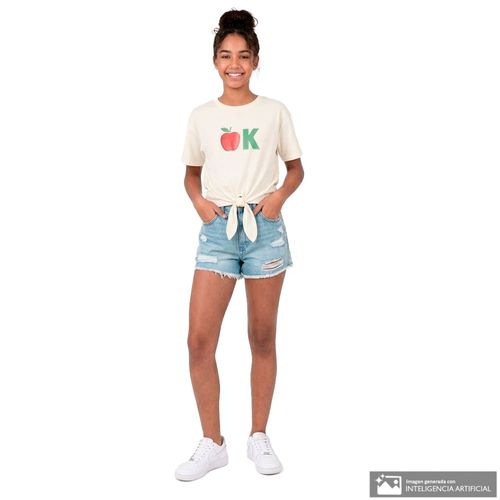 Camiseta beige estampada para niña