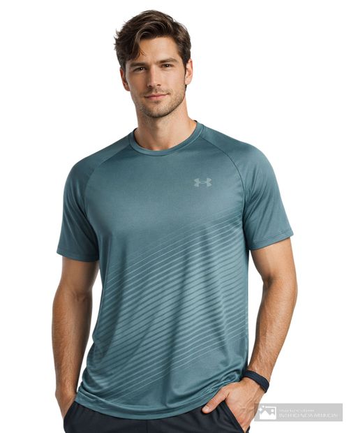 Camiseta deportiva training Under Armour turquesa estampada para hombre