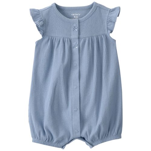Romper azul con textura acanalada para bebé niña
