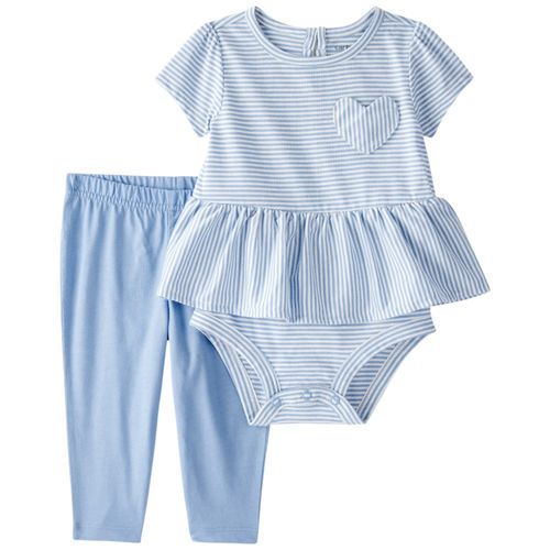 Conjunto bicolor rayado con corazón para bebé niña
