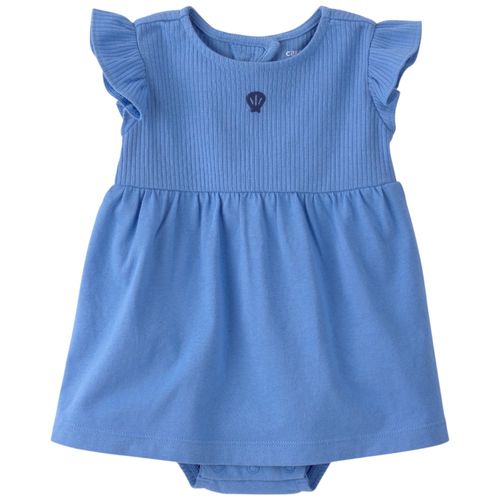 Vestido azul acanalado para bebe niña