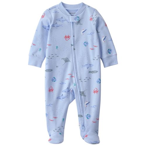Pijama azul con estampado marino para bebé niña