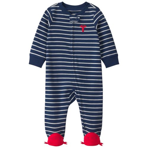 Pijama azul rayada con diseño de cangrejo para bebé niño