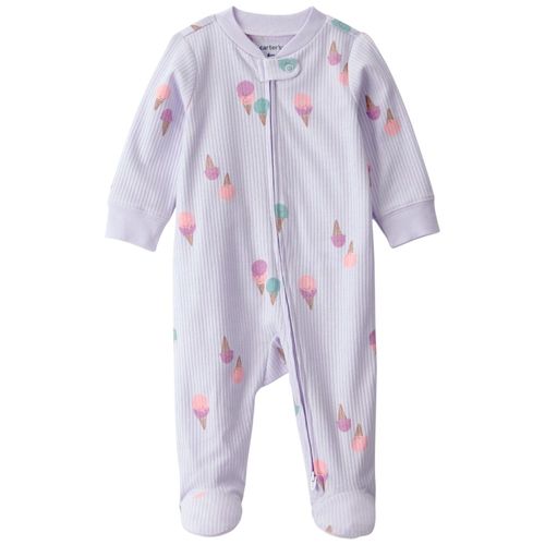 Pijama morada estampada con helados para bebé niña