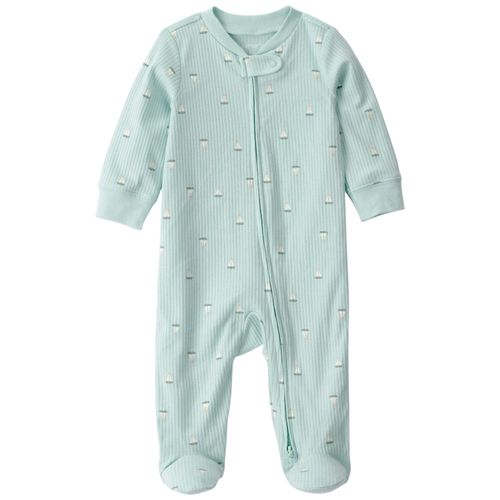 Pijama verde estampada con veleros para bebé niño