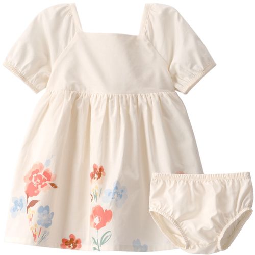 Vestido blanco con estampado floral para bebé niña