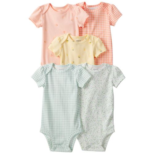 Set multicolor de 5 mamelucos estampados para bebé niña