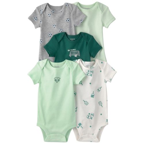 Set de 5 mamelucos multicolor con estampados deportivos para bebé niño