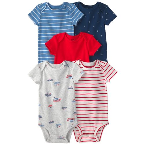 Set de 5 mamelucos estampados para bebé niño