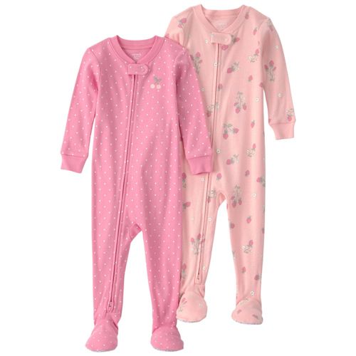 Set bicolor de 2 pijamas estampadas para bebé niña