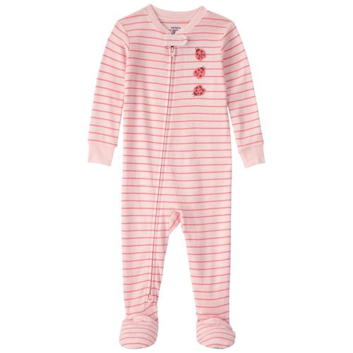 Pijama rosada rayada para bebé niña