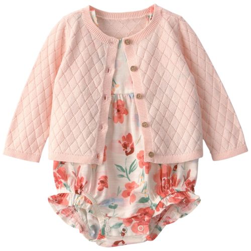 Conjunto bicolor de 2 piezas con estampado floral para bebé niña
