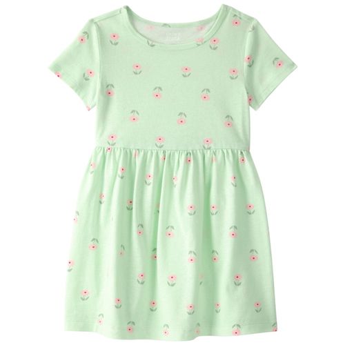 Vestido verde con estampado floral para niña