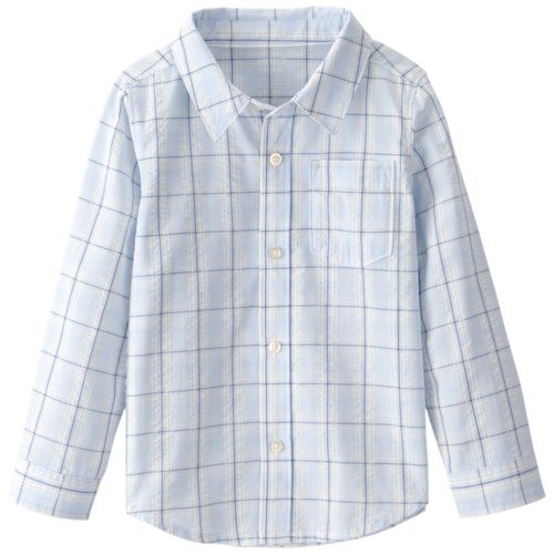 Camisa celeste cuadriculada para niño