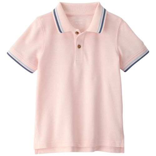 Camisa tipo polo rosada para niño